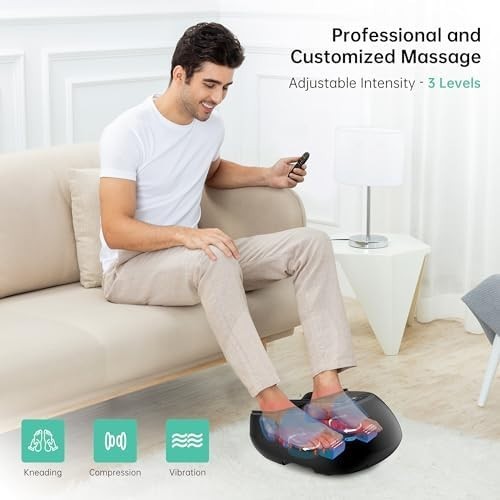 Shiatsu Foot Massager with Heat, Compression, Vibration & Remote Control