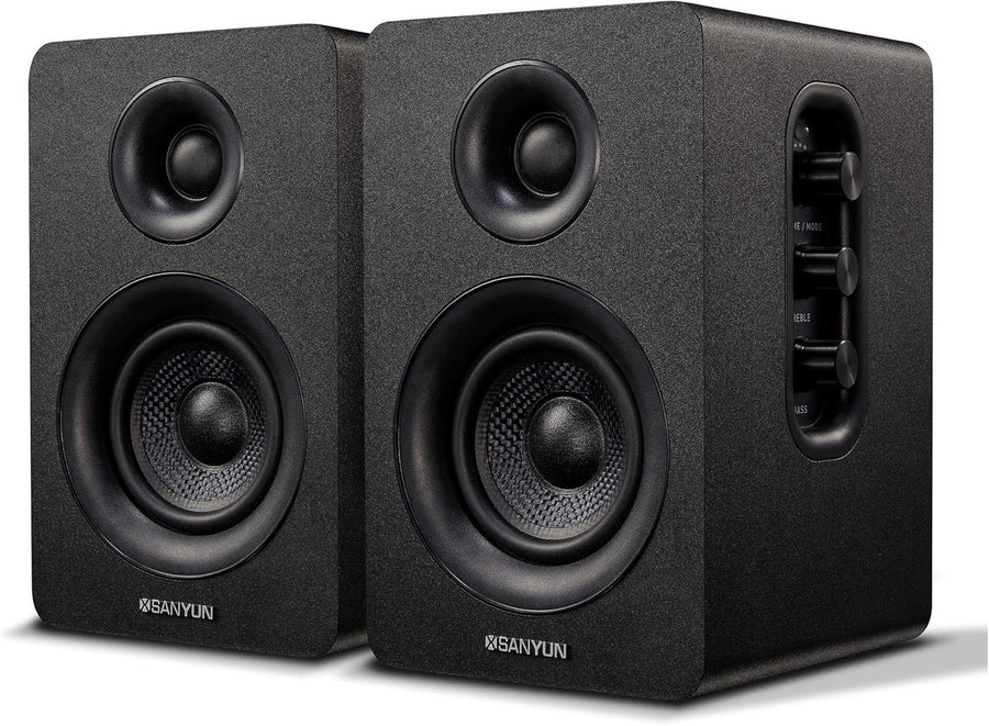 Bluetooth 5.0 HiFi Bookshelf Speakers with Carbon Fiber Drivers and 24bit DAC