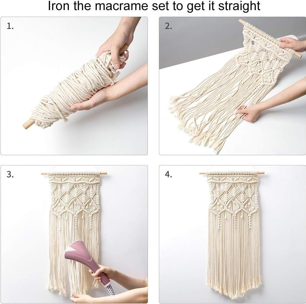 Set of 2 Macrame Wall Hangings Boho Chic 28"x13" Decor