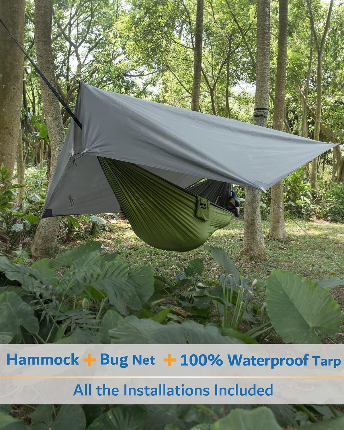 Camping Hammock Tent with Rain Fly | Double Bug Net Hammock | Portable Hiking