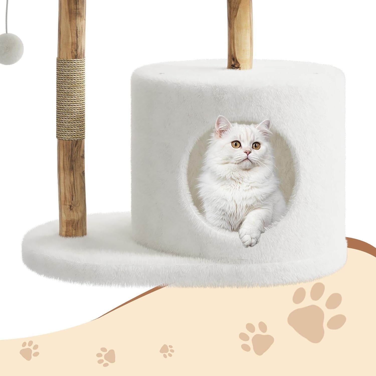 Large Cat Tree Tower 117cm With Condo Basket Cave Scratching Post Indoor