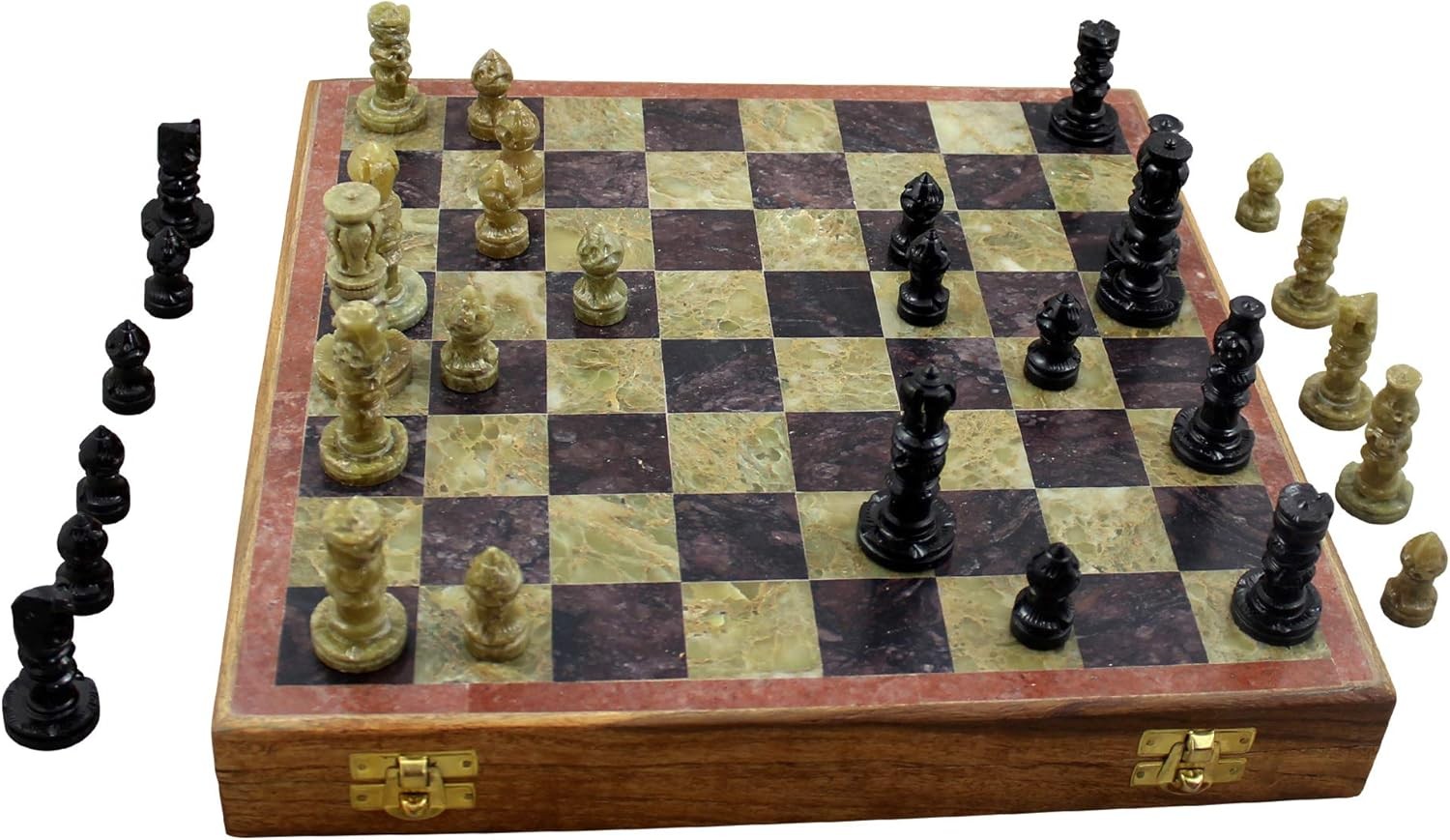 Marble Stone Chess Set 20cm | Handcrafted Board & Pieces | Luxury Gift Decor