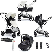 3in1 Baby Pram Pushchair Set Silver Foldable i-Size Travel System
