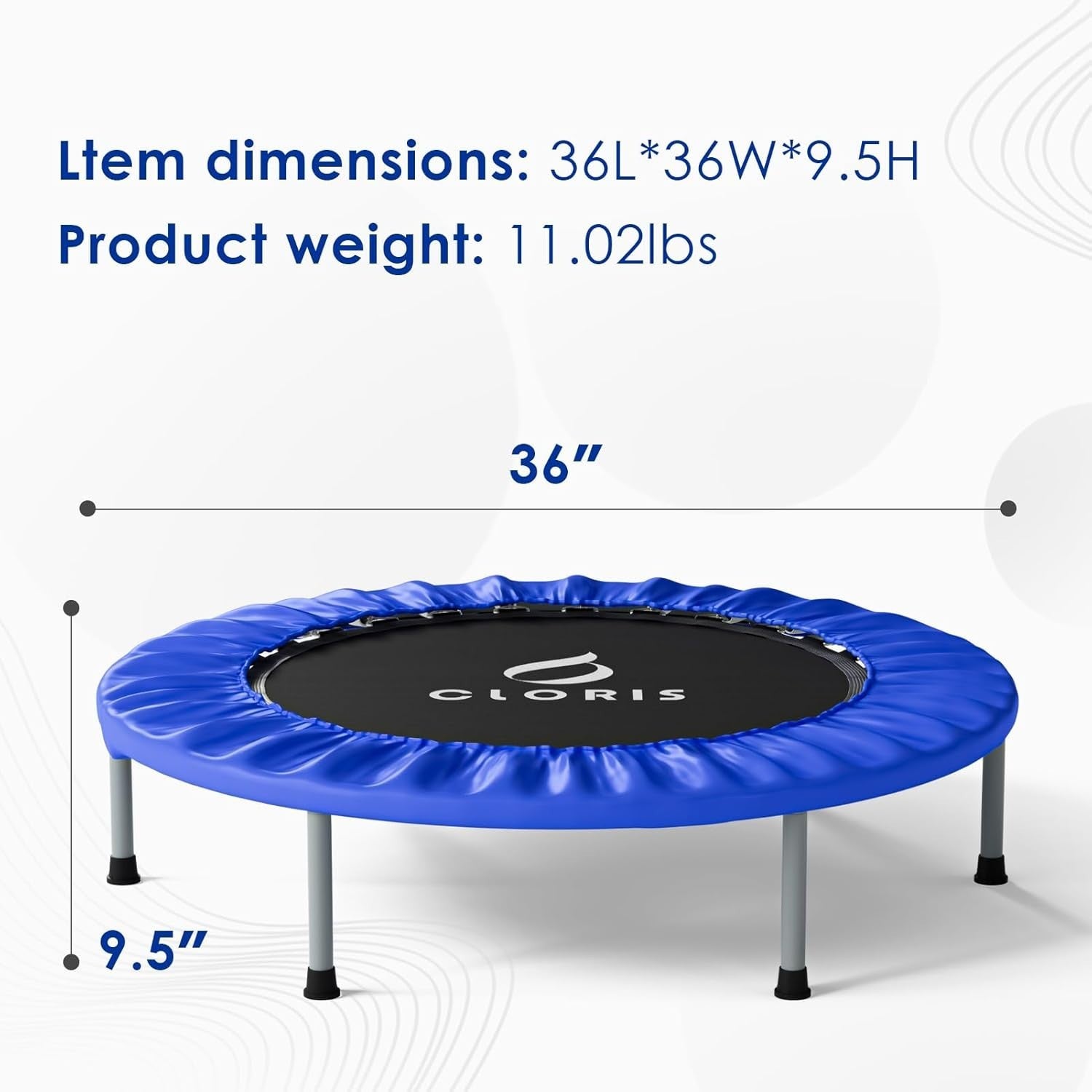 36'' Foldable Fitness Trampoline Rebounder Adjustable Handle Indoor Gym
