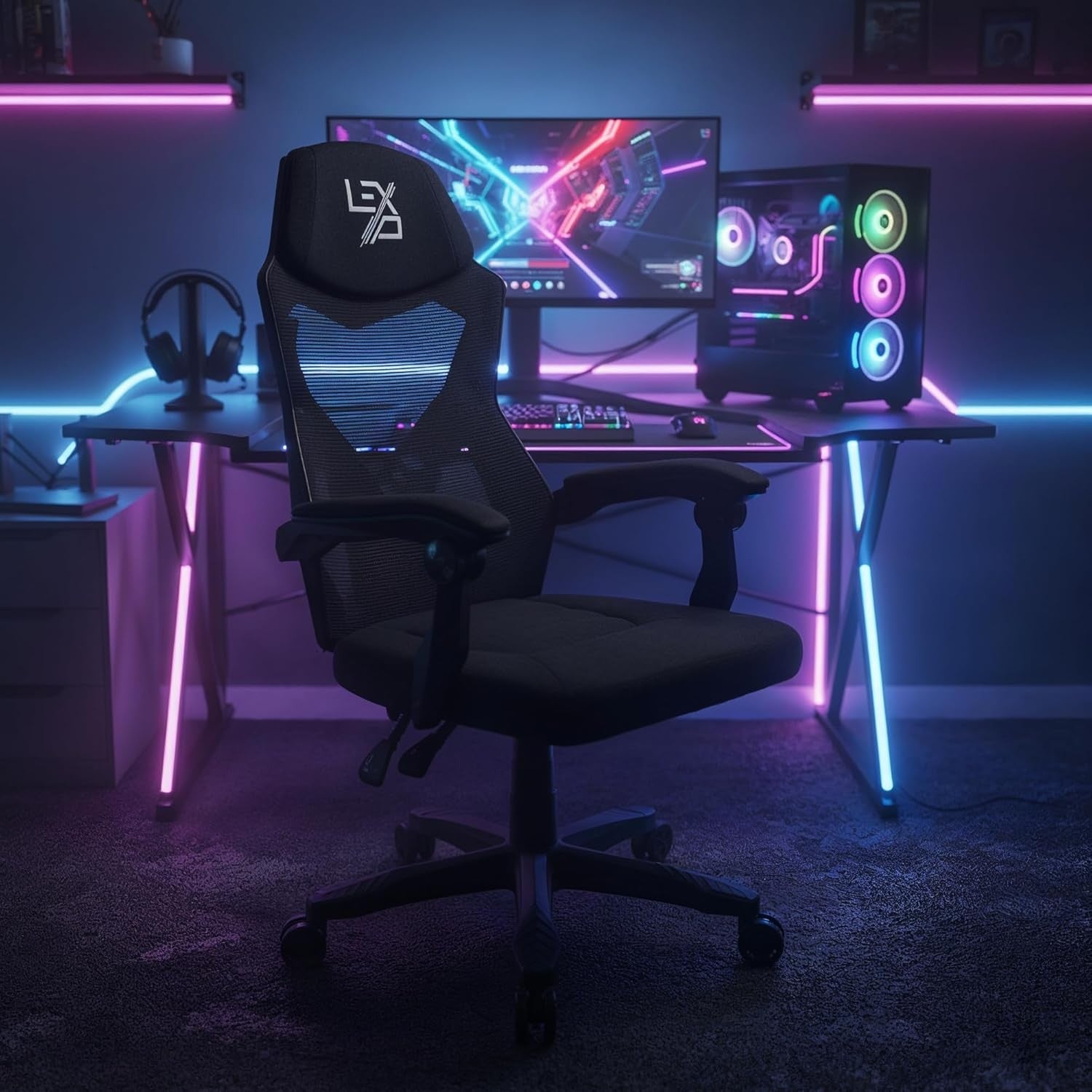 Ergonomic Gaming Chair Mesh Office Chair Reclining Swivel Black