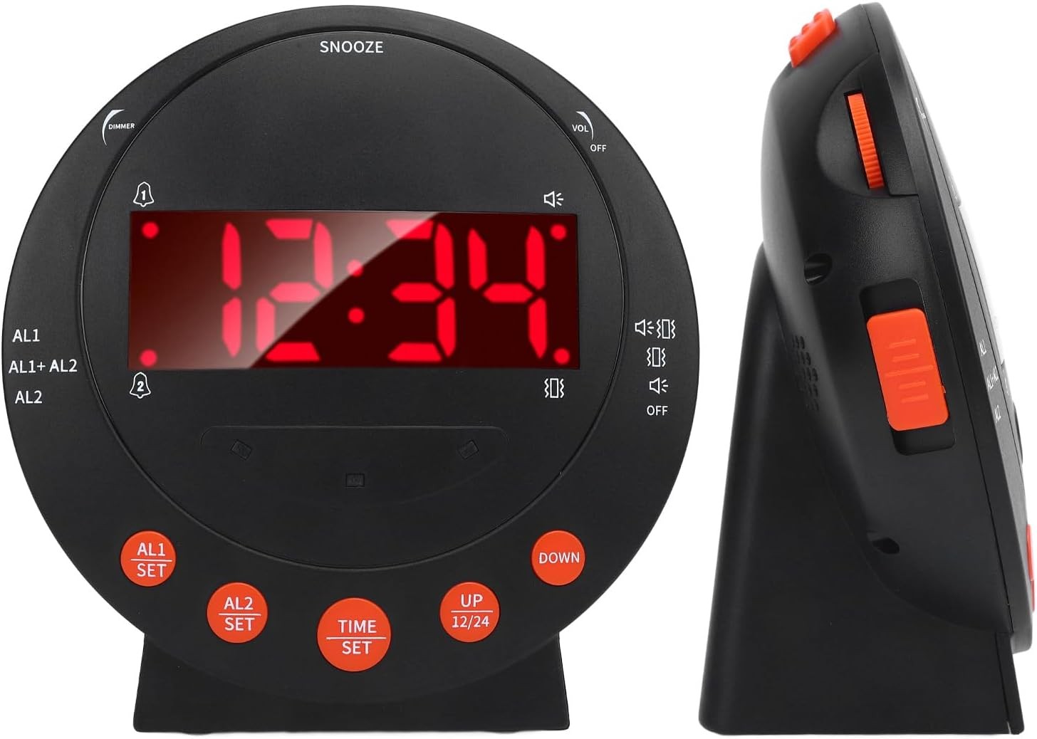 Extra Loud Alarm Clock Heavy Sleepers Bed Shaker LED Display USB Charging