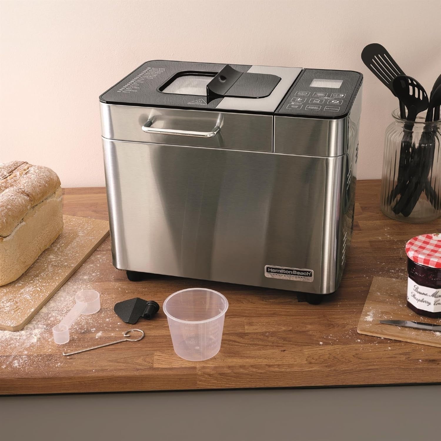Bread Maker Machine 18 Programs Timer 3 Loaf Sizes Crust Control 600W Silver