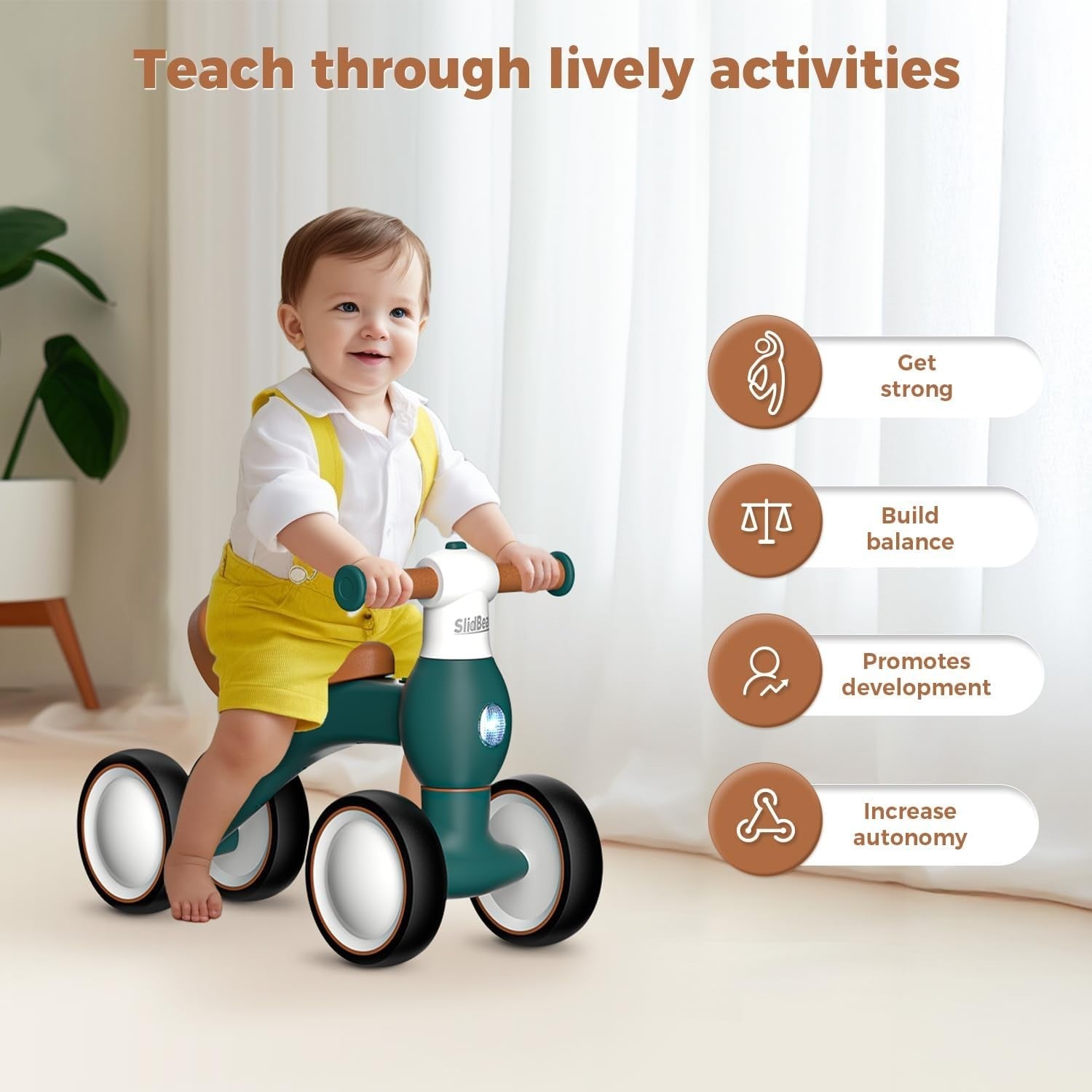 Baby Balance Bike 1 Year Old Ride On Toy LED Lights Toddler Walker