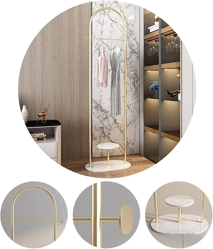 Luxury Gold Metal Coat Rack Stand | Modern Clothes Rail with Marble Base