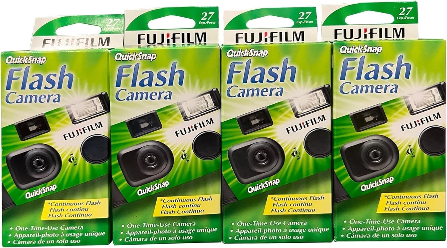 Disposable Camera 4 Pack 35mm Film Flash 27 Exposures Travel Party