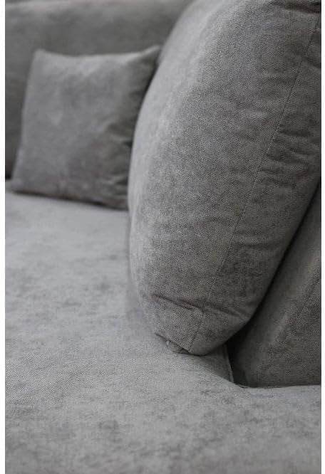 Grey U-Shaped Modular 5 Seater Sofa - Cinema Corner Settee + Footstool