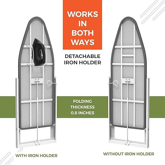 Wall Mounted Folding Ironing Board with Iron Holder Space Saving Design