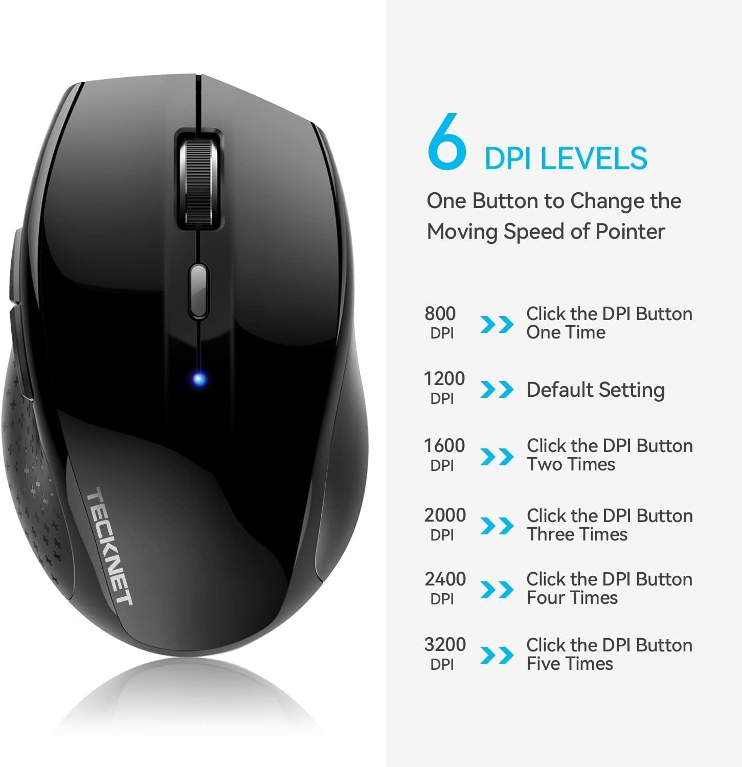 Wireless Bluetooth Mouse 4800 DPI Ergonomic Silent Cordless Laptop PC