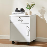 White Mobile File Cabinet 40cm Lockable Under Desk Office Storage