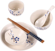 Japanese Style Ceramic Dinnerware Set for One Bowl Plate Cup Spoon