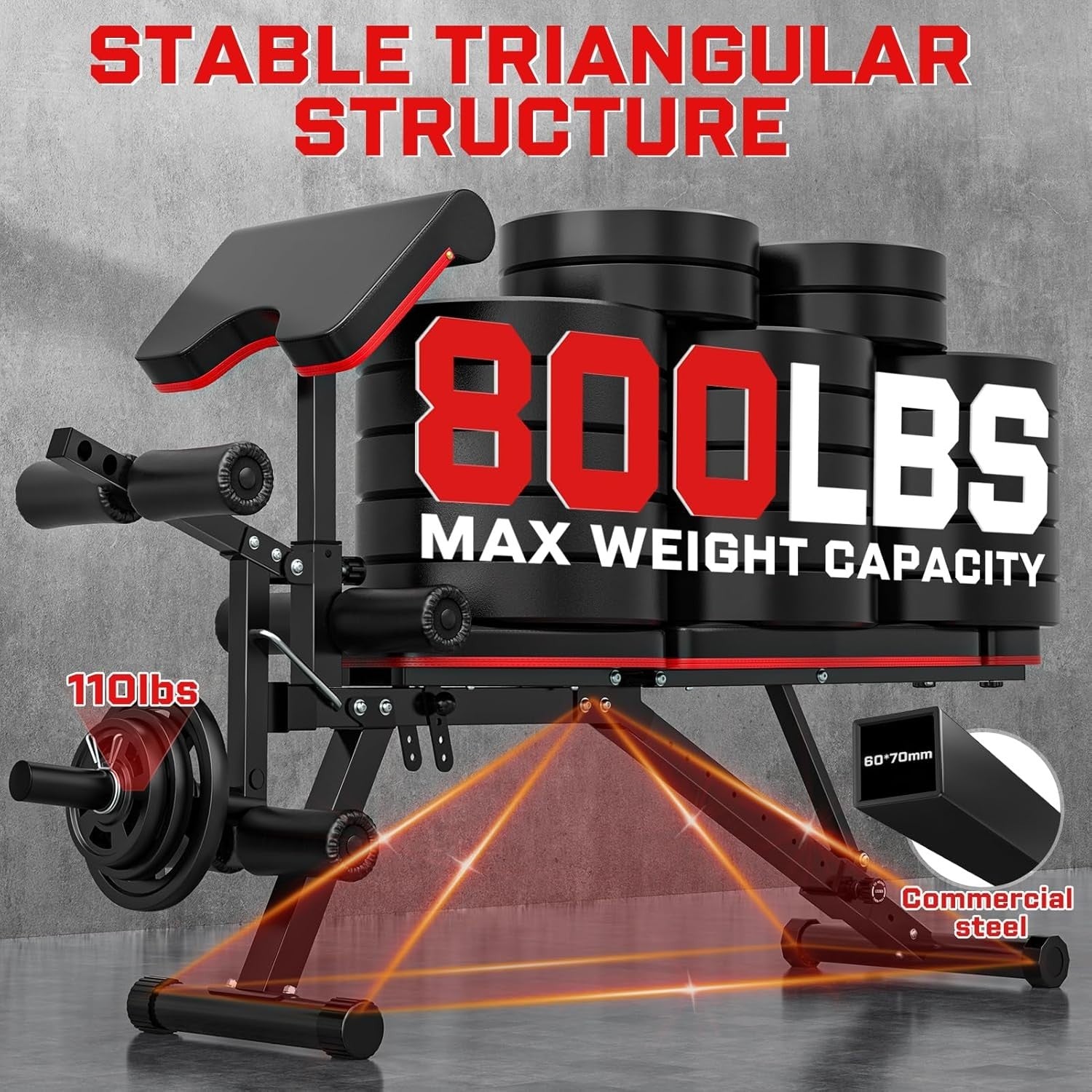 All-In-One Adjustable Workout Bench 800lb Incline Decline Home Gym