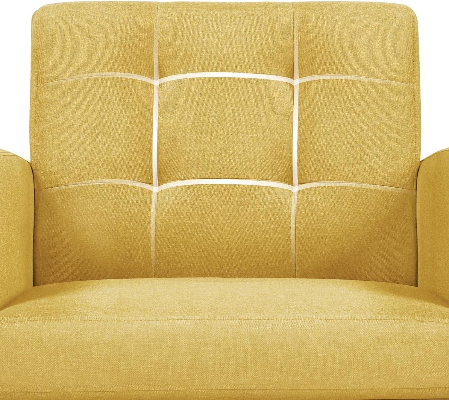 2x Yellow Accent Armchairs | Mid Century Tufted Lounge Chairs Set