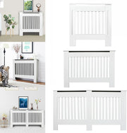 White Radiator Cover Cabinet Medium | MDF Slatted Grill Shelf