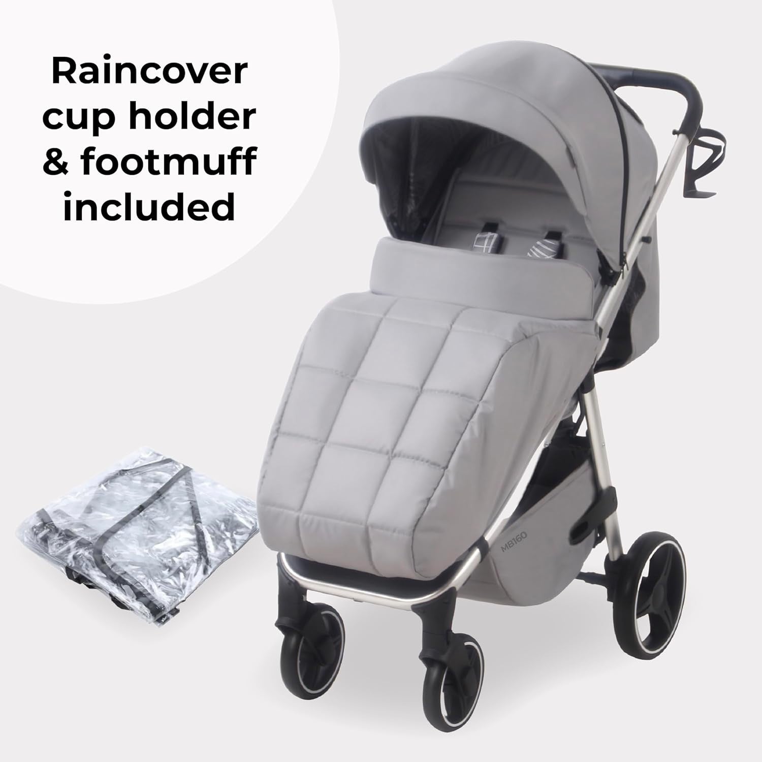 Compact Baby Stroller From Birth to 4 Years 22kg XL Canopy 4 Wheel Suspension