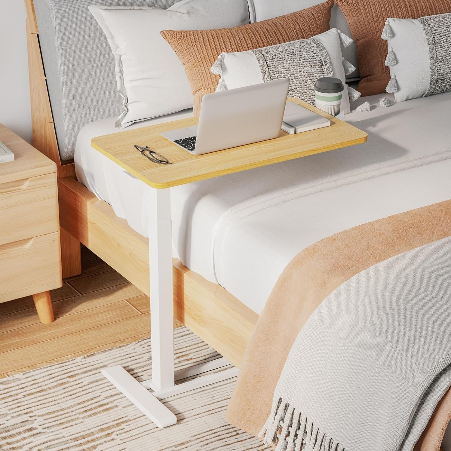 Adjustable Standing Overbed Desk Mobile Laptop Table Gas Lift 60x40cm