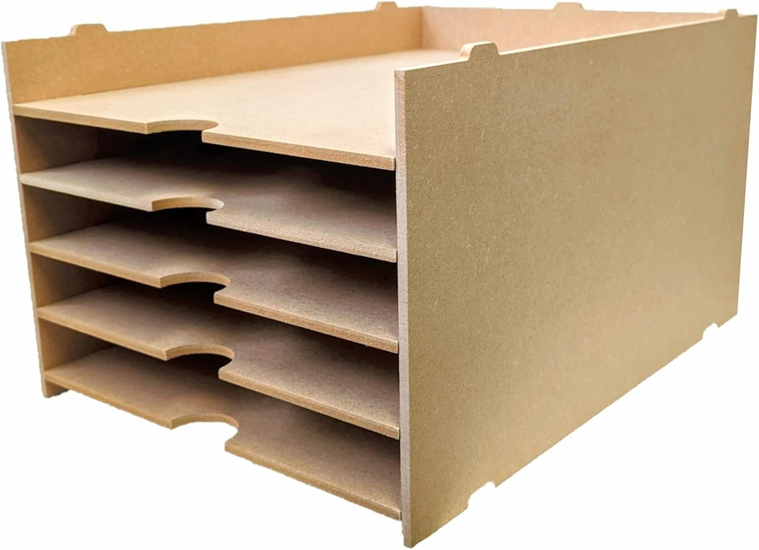 A3 Paper Storage Shelf 5-Tier Stackable Desk Organizer MDF Beige