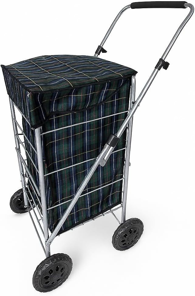 4 Wheel Folding Shopping Trolley 51L Large Capacity Adjustable Handle