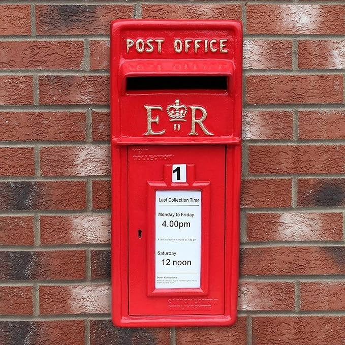 Lockable Cast Iron Royal Mail Post Box Red – Wall Mount, Secure, Weatherproof