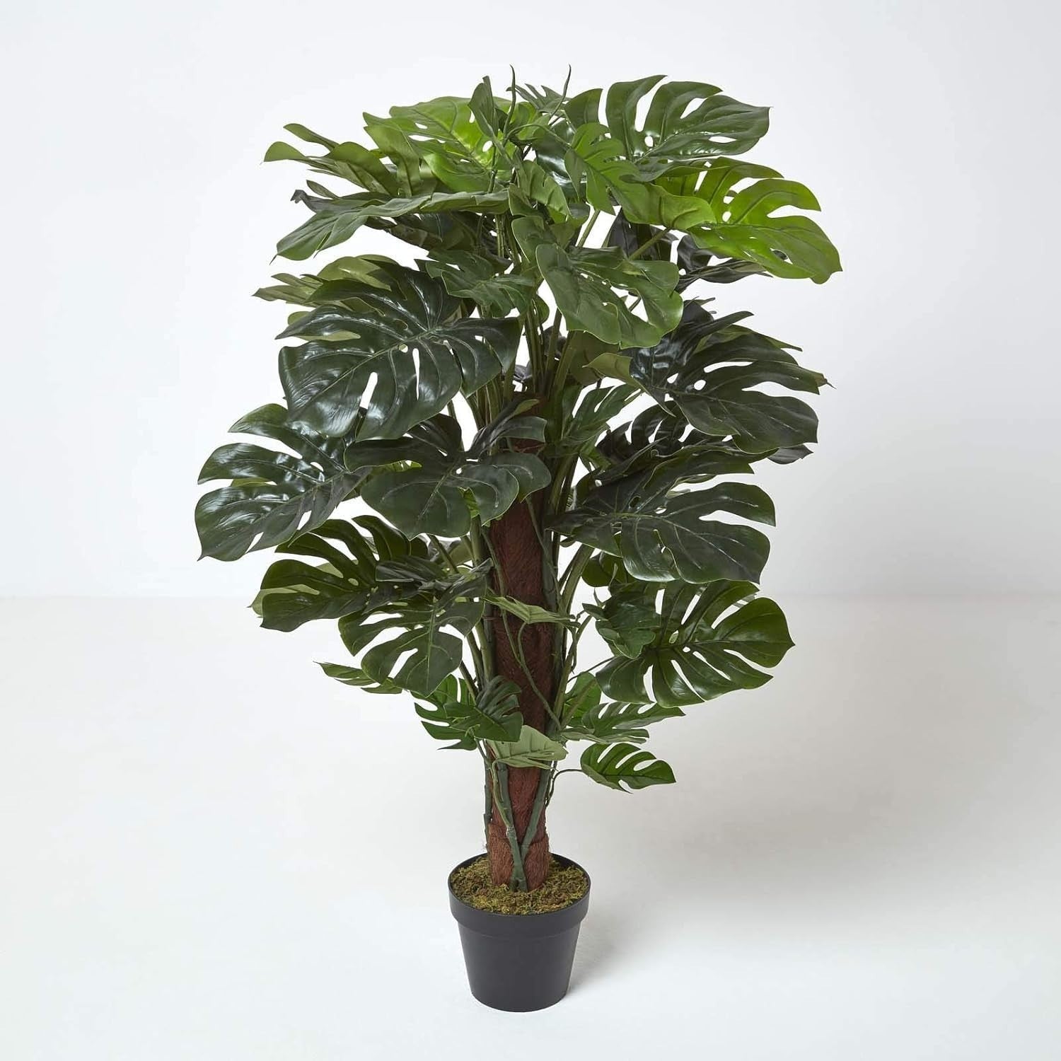 120cm Artificial Monstera Tree in Black Pot Realistic Swiss Cheese Plant Décor