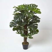 120cm Artificial Monstera Tree in Black Pot Realistic Swiss Cheese Plant Décor