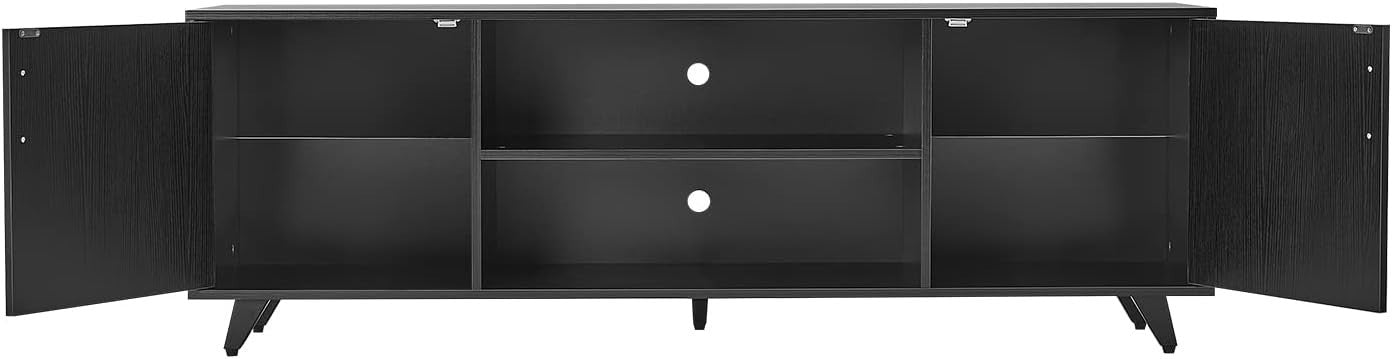 TV Stand Cabinet for 70" TV, Modern Black Unit with Storage & Shelves