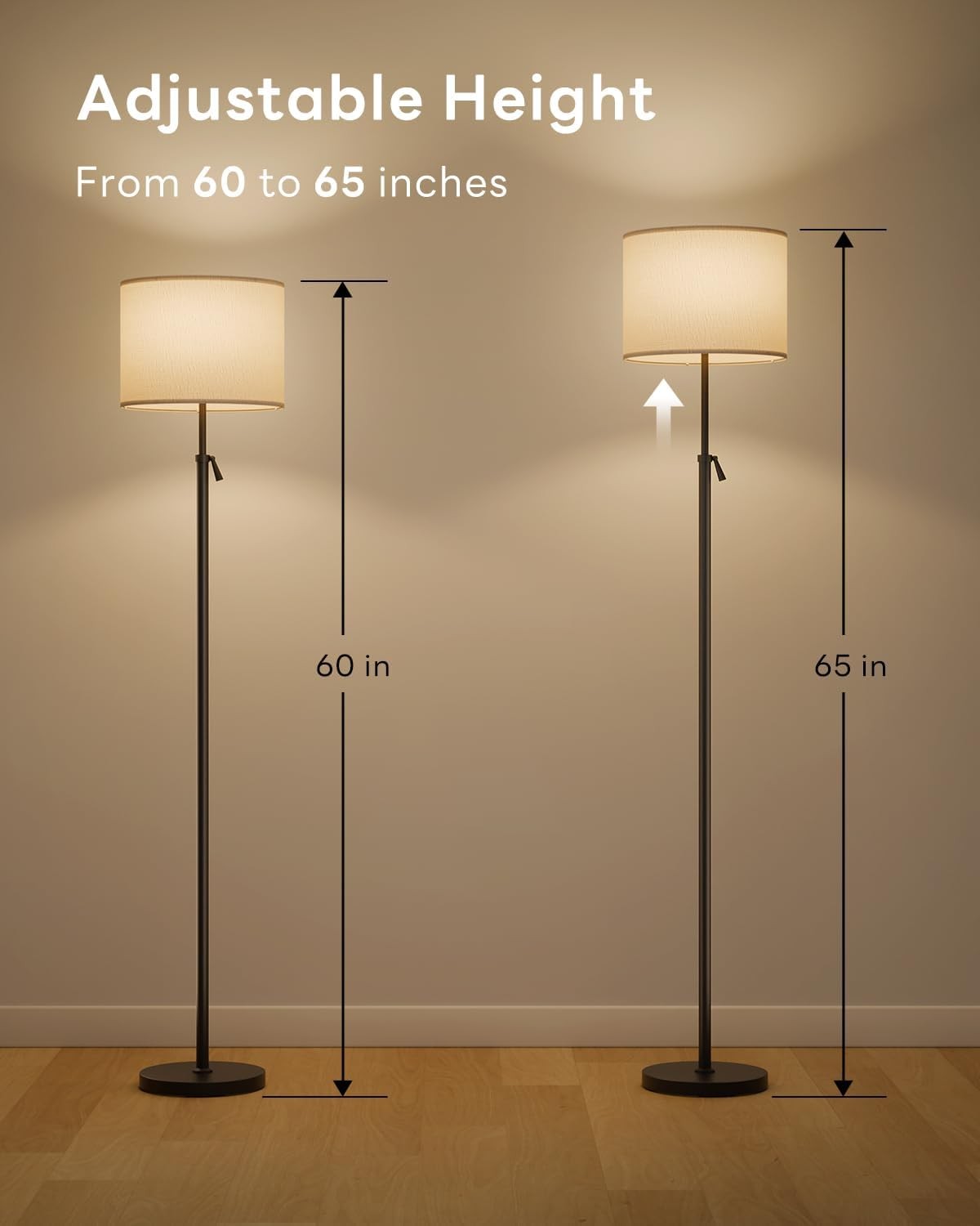 Adjustable LED Floor Lamp RGB Colour Changing Dimmable Remote Tall Reading Light