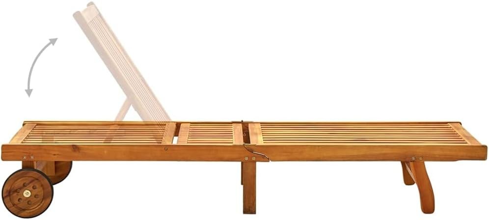 Waterproof Wooden Sun Lounger for Garden & Patio – Durable Acacia Wood 199x59x30