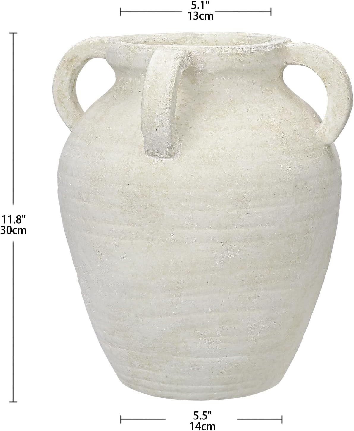 Large Terracotta Vase 30cm Rustic Handmade Ceramic Floor Table Decor