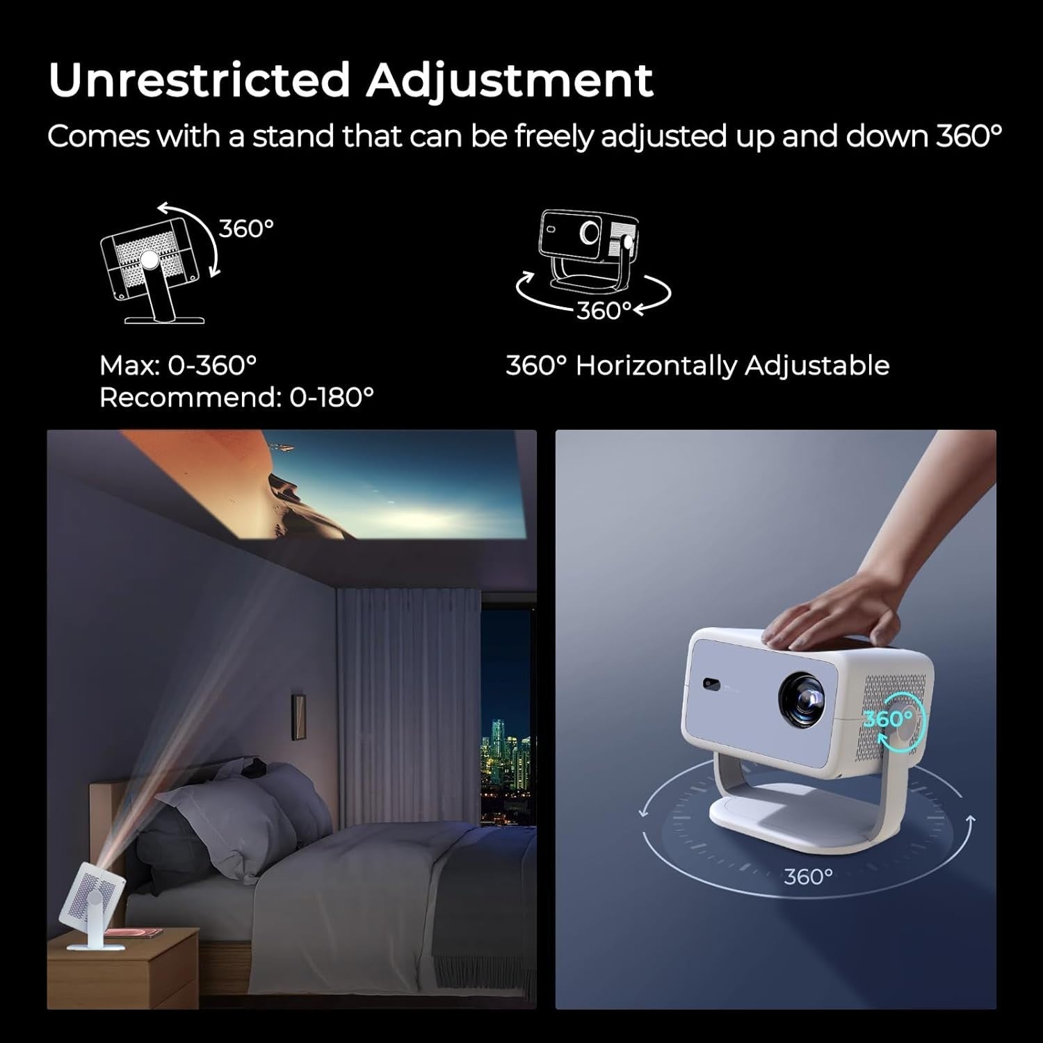 600 ANSI Smart Projector 1080P 4K Android TV WiFi 6 Bluetooth
