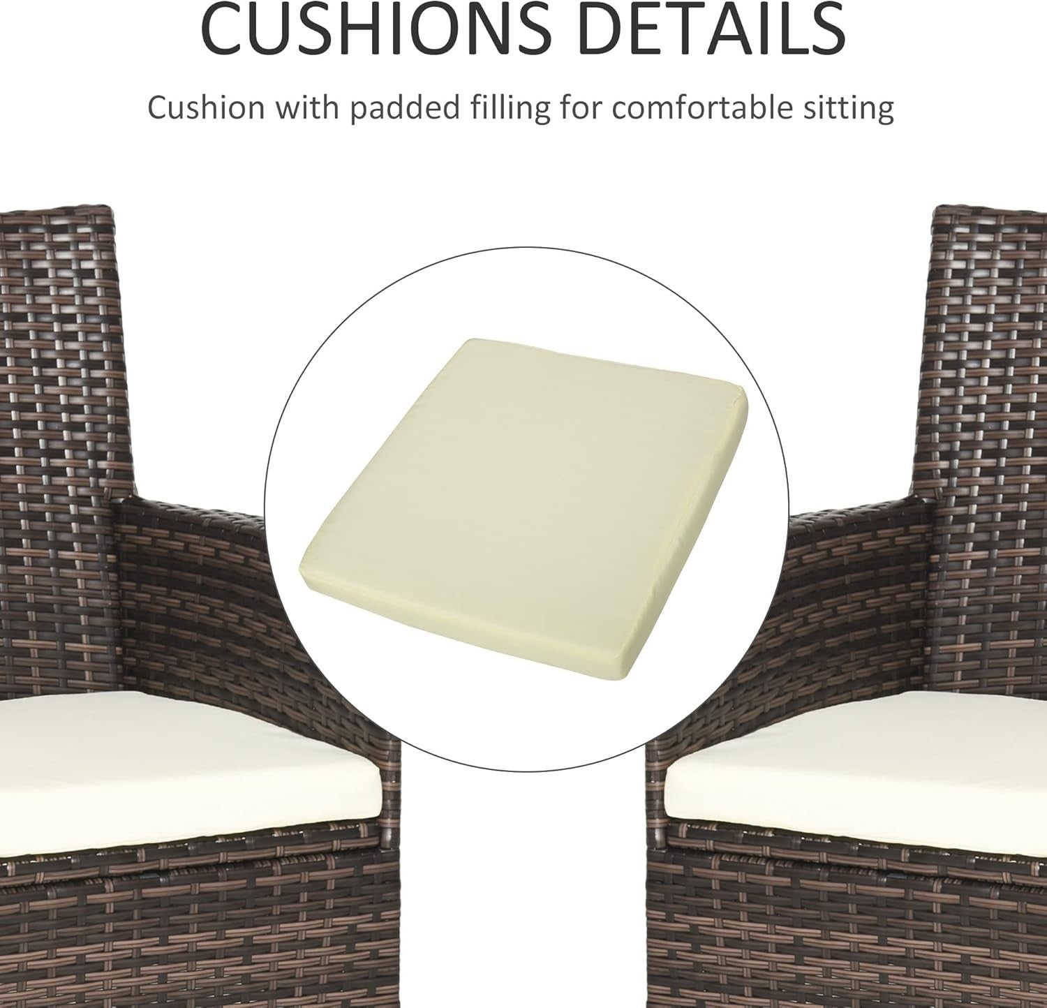 Set of 4 Rattan Garden Chairs with Cushions High Back Patio Dining Seating