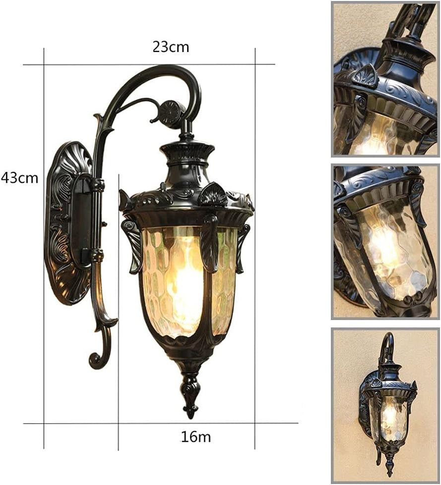 Black Outdoor Wall Lantern Waterproof Garden Light