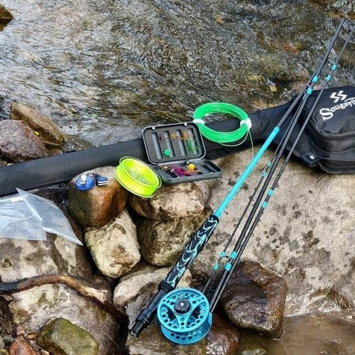 Fly Fishing Combo 9ft Carbon Rod & Reel Kit with Case & Flies