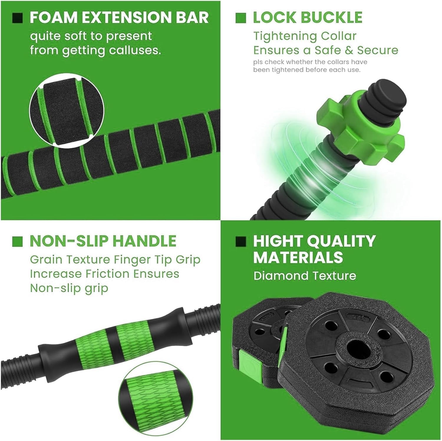 6-in-1 Adjustable Dumbbell Set Octagonal Home Gym Barbell Kettlebell