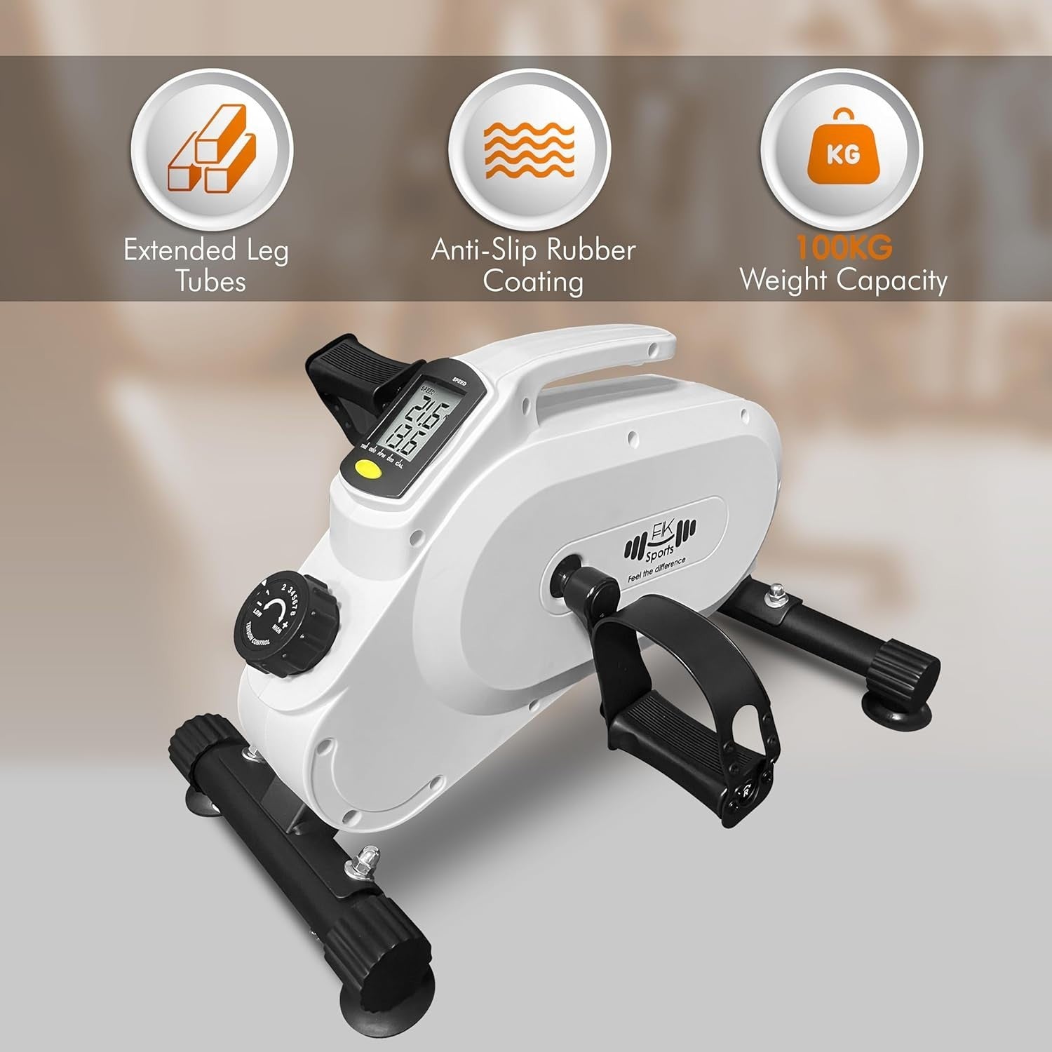 Under Desk Pedal Exerciser Magnetic Resistance LCD Quiet Arm Leg Bike