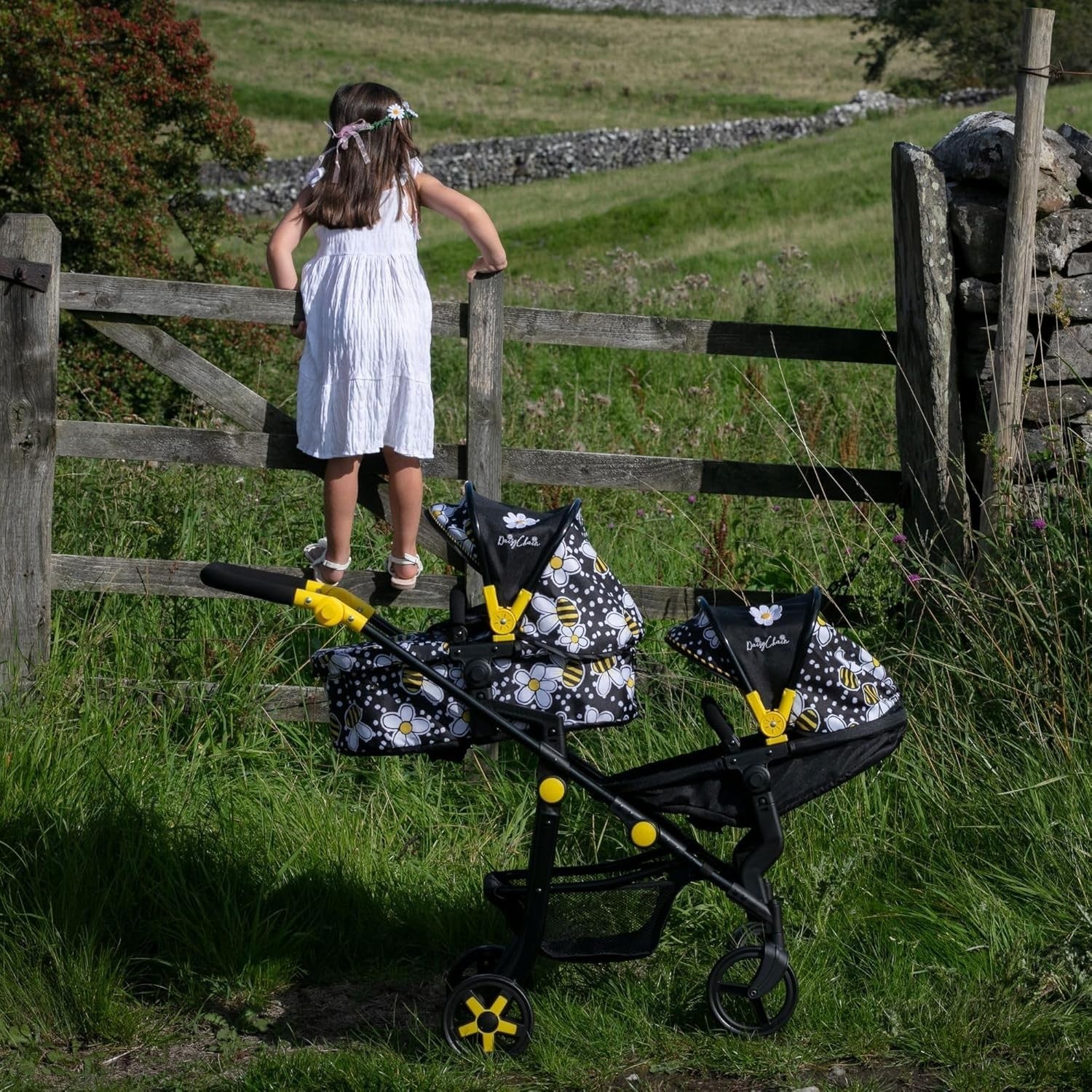 Extra Large Double Dolls Pram Adjustable Handle 95cm, Ages 7–13+