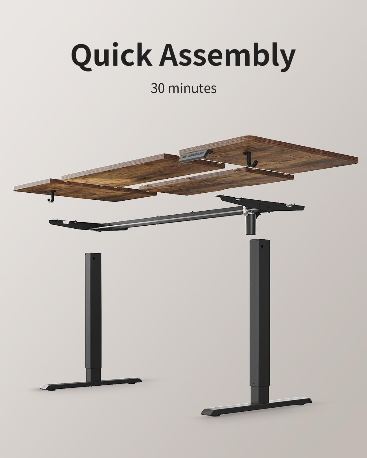 Rustic Brown 120x60cm Electric Standing Desk w/ 4 Memory Settings & Quiet Motor