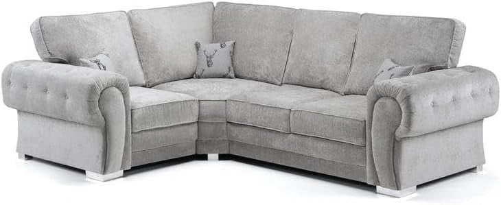 4-Seater L-Shape Corner Sofa Grey Fabric | Fire Resistant, Stylish & Durable