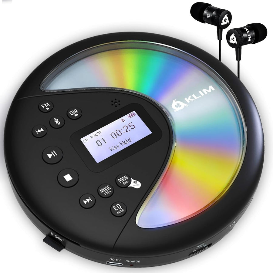 Portable CD Player for Car Bluetooth FM Transmitter SD Card w/ Headphones