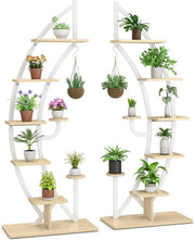 2PC 8 Tier Plant Stand Curved Half Moon Ladder Shelf Indoor Outdoor Display