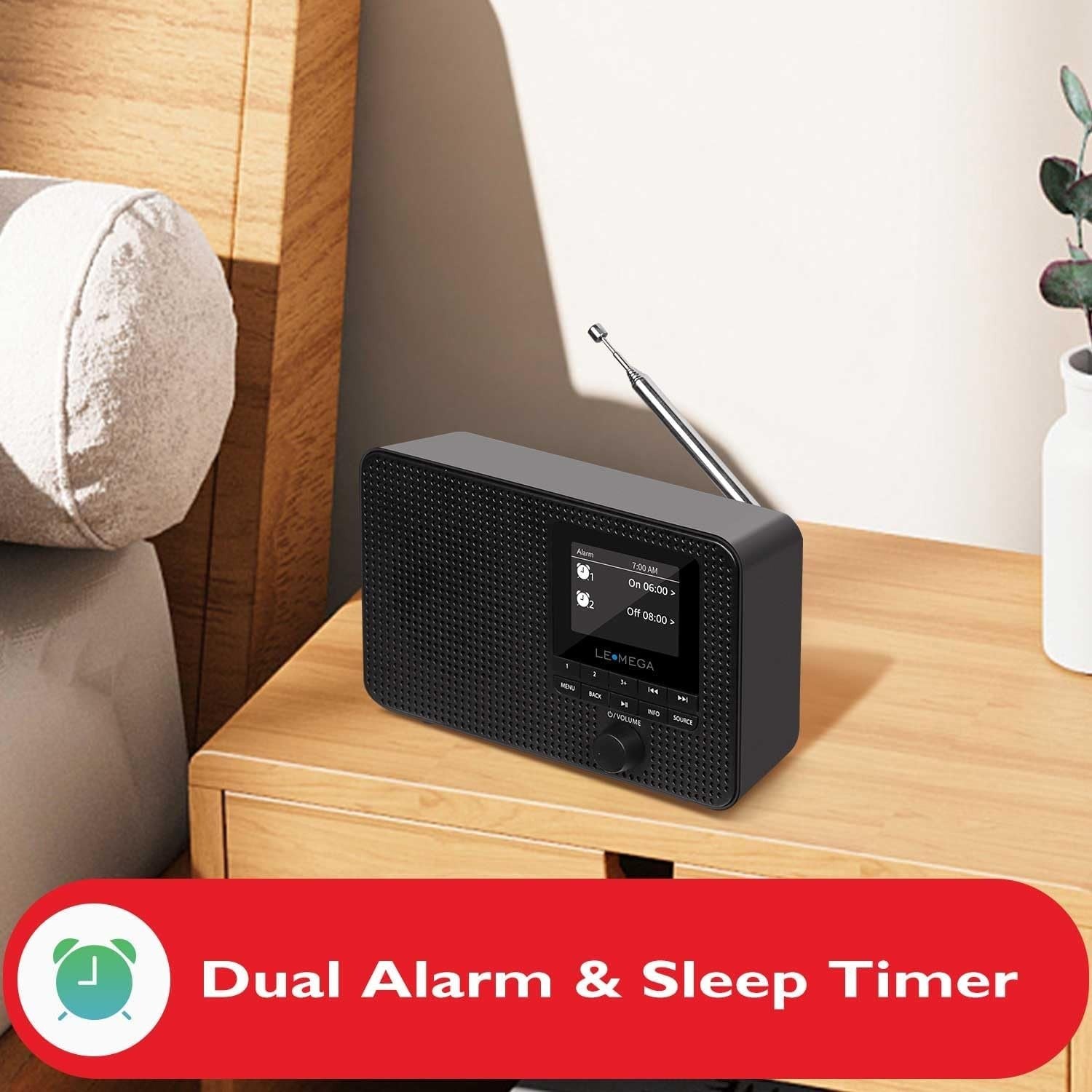 Portable Internet Radio DAB+ Bluetooth FM 12hr Play Alarm