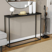 Slim Wooden Console Table with Metal Legs, Industrial Hallway Storage