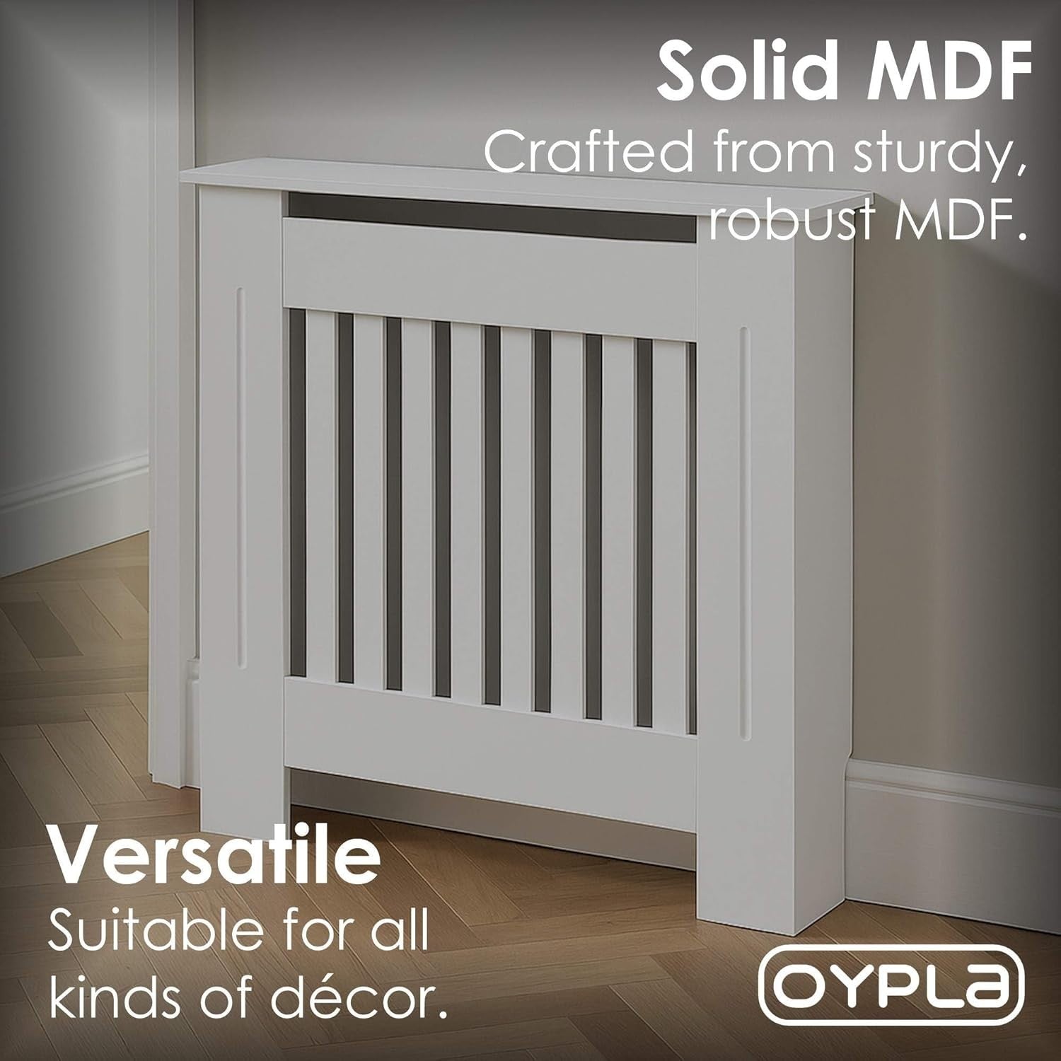 Small White Radiator Cover | Slatted MDF Cabinet