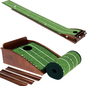 Golf Putting Mat Indoor Practice Green Wooden Base Home Office Trainer