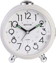 Silent Analog Alarm Clock Night Light Snooze Round Bedside for Heavy Sleepers