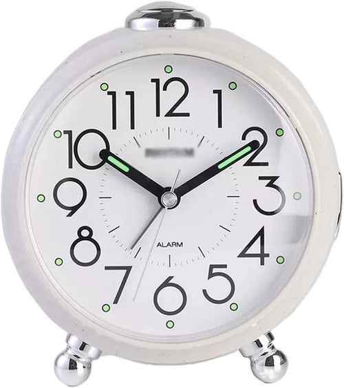 Silent Analog Alarm Clock Night Light Snooze Round Bedside for Heavy Sleepers